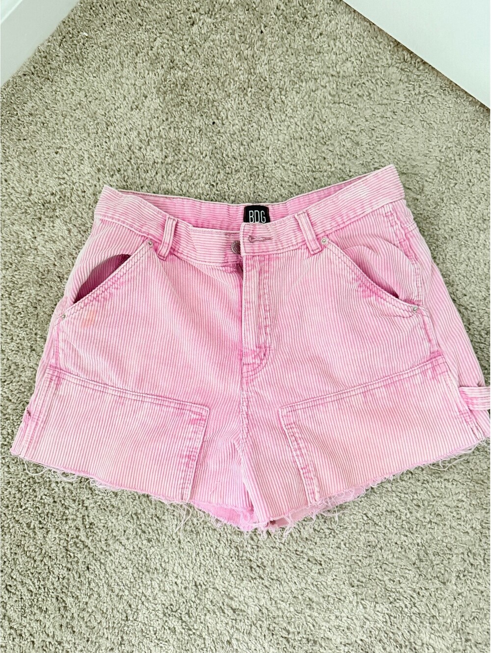 Y2K BDG Urban Outfitters Pink Utility High-Rise Carpenter Shorts – Size 29